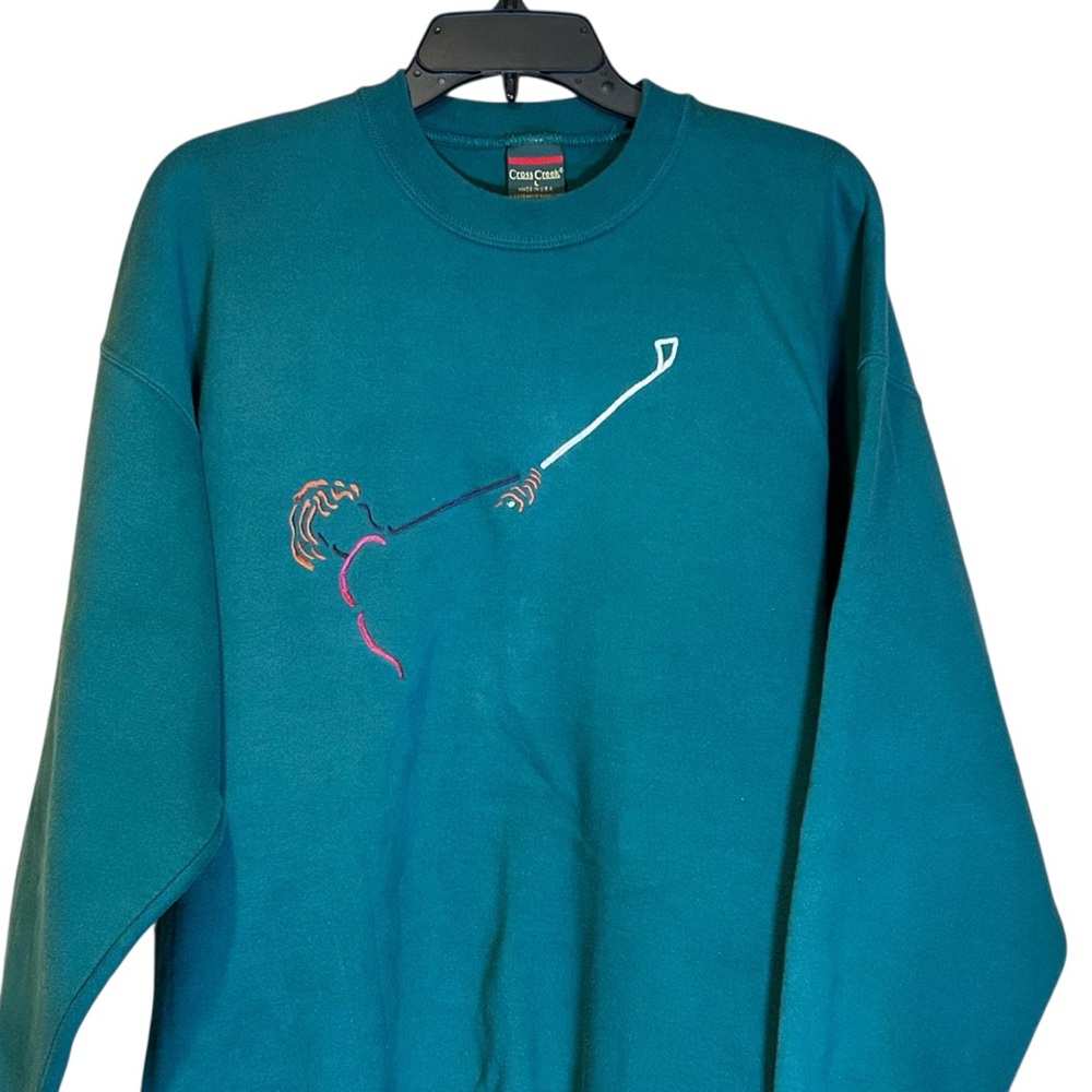 Vintage Cross Creek Mens Golf‎ Sweatshirt Green Embroidered USA Made Large
